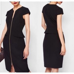 Ted baker black fearnid architectural pencil sheath dress